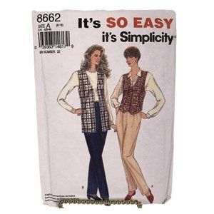 Simplicity 8662 Misses Pull-On Pants Lined Vests Pattern Size A 8 - 18